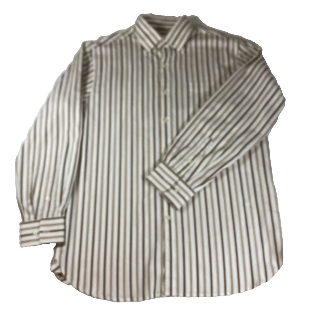 Barry Bricken Mens Striped Button Down Long Sleeve Cotton Shirt Size L